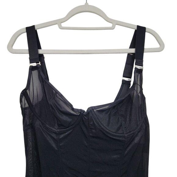 House Of Desire Black See Through Mesh Bustier Dress W/Garters Sz Medium W/Flaws - Picture 3 of 11